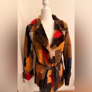 Pelle Studio Wilson’s Leather Multicolor Patchwork Suede Sheep Coat
